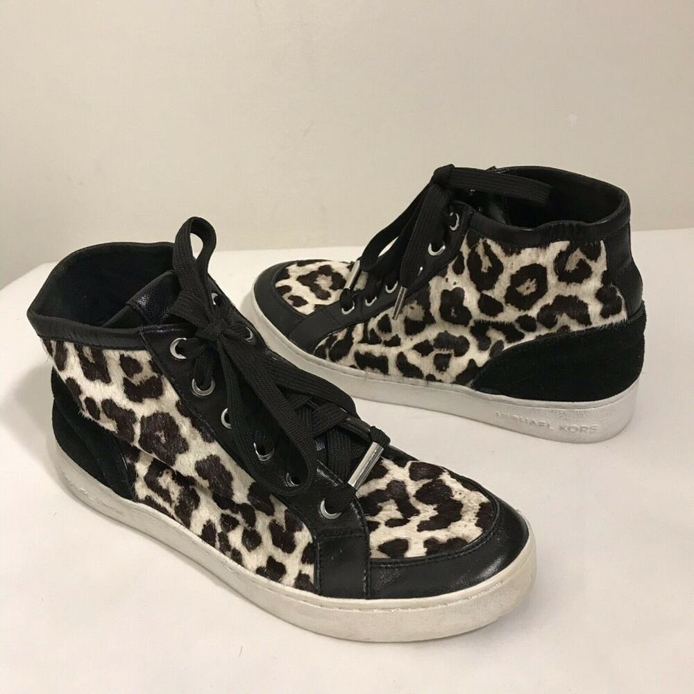 MICHAEL KORS Mid Top Pony hair Sneakers Size 6 - Picture 7 of 8